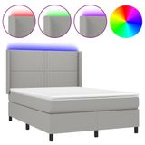 vidaXL Boxspringbed met matras en LED-verlichting, lichtgrijs, 140x190 cm, gestoffeerd