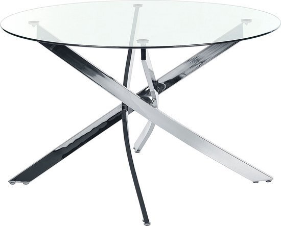 MARAMO - Eettafel - Zilver - ⌀120 cm - Veiligheidsglas