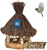 KOTARBAU® Vogelvoederhuisje Om Op Te Hangen, Hout En Wilg, 37.5x29x26 cm, Natuurlijk Bruin, Inclusief 0.5 kg Vogelvoer, Tuindecoratie Voor Buiten, Hangend Vogelvoederhuisje
