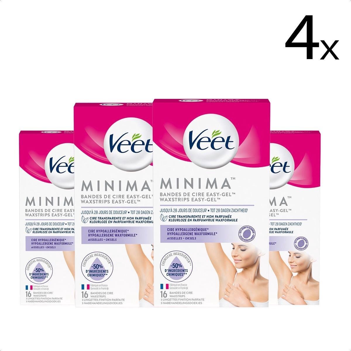 Veet Ontharingsstrips - Oksels - Hypoallergene Minima - 16 stuks x4