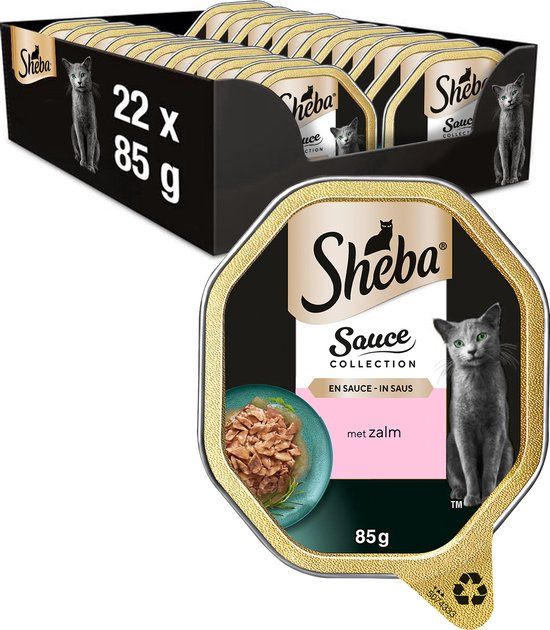 Sheba Sauce Lovers - Zalm - Aluminium Kuipjes - Kattenvoer - 22 x 85 gr