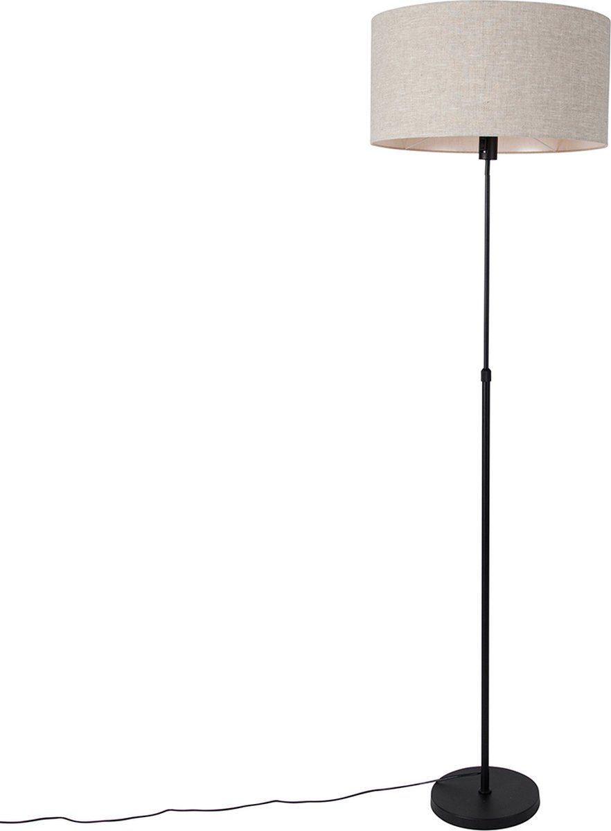 QAZQA Parte Stof - Design Vloerlamp | Staande Lamp met kap - 1 lichts - H 172 cm - Zwart