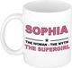 Bellatio Decorations Shoppartners Bv Naam cadeau Sophia - The woman, The myth the supergirl koffie mok / beker 300 ml - Oudroze Keramiek