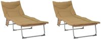 vidaXL Opvouwbare ligstoel met kussen, set van 2, beige