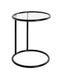 HAKU Ronde bijzettafel met glasplaat zwart metaal salontafel met veiligheidsglas 5 mm - Maat: H 55 cm x Ø 45 cm, Stijl: Modern