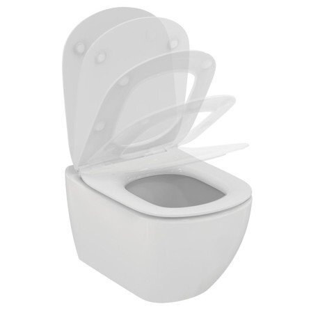 Ideal Standard Tesi Pack hangtoilet met Aquablade met dunne Slow closing zitting en deksel inclusief bevestigingset verborgen bevestiging wit mat T3546V1