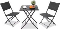 Bolt Edge Buiten opklapbare tafelset, 3-delig – Balkon- en bistroset – 2 opklapbare stoelen en een tafel – Gemaakt van PE-rotan en een stalen frame – Geschikt voor tuin, balkon en camping – Zwart