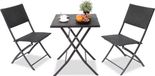 Bolt Edge Buiten opklapbare tafelset, 3-delig – Balkon- en bistroset – 2 opklapbare stoelen en een tafel – Gemaakt van PE-rotan en een stalen frame – Geschikt voor tuin, balkon en camping – Zwart