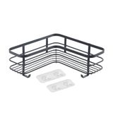 Metaltex Doucherek - Badkamerrek voor in de hoek - Inclusief plakstrips - 25x25x13 cm - Matzwart