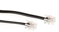 ACT Zwarte 1 meter platte telefoonkabel met RJ11 connectoren