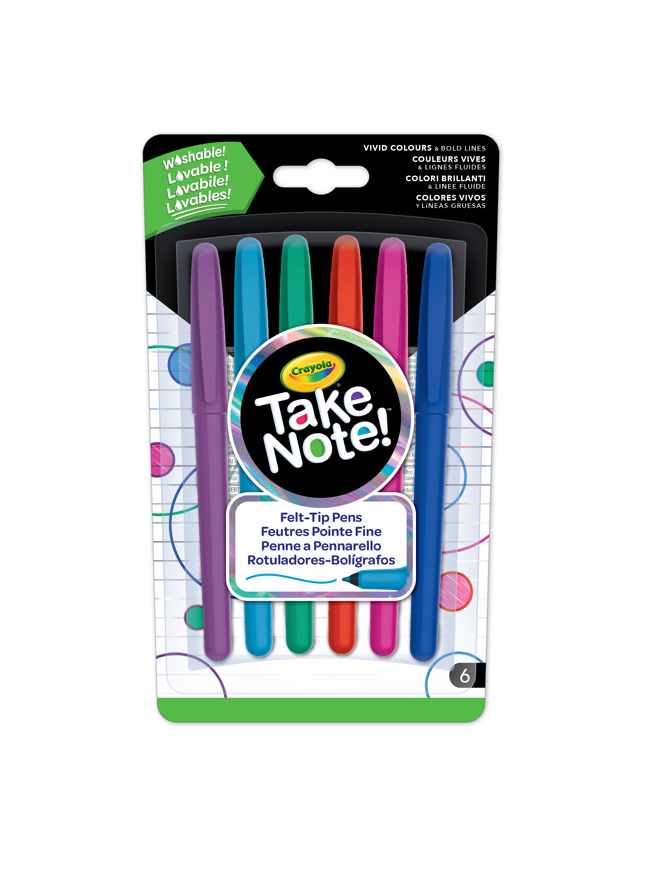 crayola 6st. Take Note Afwasbare Viltstiften