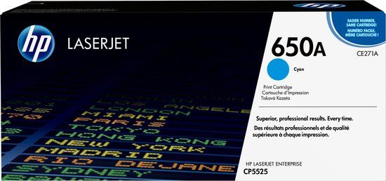 HP 650A Original Cyan Toner Cartridge - CE271A - 15000 Pages