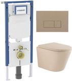 Geberit QeramiQ Dely Swirl Toiletset - 36.3x51.7cm - Geberit UP720 Duofix Sigma inbouwreservoir - 35mm zitting - bedieningsplaat taupe - rechthoekige knoppen - mat beige