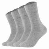 Camano Uniseks sokken voor dames en heren, zakelijke sokken, comfortabele tailleband, comfortabel, duurzaam, zacht katoen, met versterkte hiel en tenen, verpakking van 4 stuks, grijs (grey 0010)