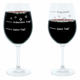 Glaskoch Leonardo wijnglas XL, set van 2, "Goede dag!", "Slechte dag!", "Niet vragen!", Stemmingsglas met grappige gravure, wijnglas voor stemmingen, 610 ml