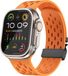Strap-it Bande de sport respirante en silicone avec fermeture parachute - compatible avec Apple Watch (Series 12/11/10), (Ultra 4/3/2/1), (SE 3/2/1), (Series 9/8/7/6/5/4) - 44/45/46/49mm (orange)