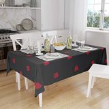 Bonamaison Tafelkleed, Anti-Mold, Sneldrogend, Waterdicht, 100% Polyester Tafellaken, rood Zwart, 140 x 160 Cm