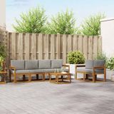 vidaXL Acacia Hout Buiten Bankenset 7-delig Natuurlijk en Lichtgrijs