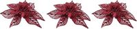 Merkloos / Sans marque Cosy & Trendy Kerst bloem op clip - 4x - 18 cm - rood - kunststof