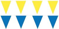 Shoppartners Bv Feest versiering punt vlaggetjes pakket - 60 meter - blauw en geel - slingers / vlaggenlijnen - kunststof - buiten/binnen