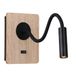 B·LED BARCELONA LED Wandlamp van hout met schakelaar en schijnwerper, zwart, flexibel, warm wit licht, om te lezen, bed, nachtkastje, hotel