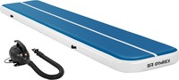 Gymrex Set: Inflatable gymmat met elektrische luchtpomp - 500 x 100 x 20 cm - 250 kg - blauw / wit