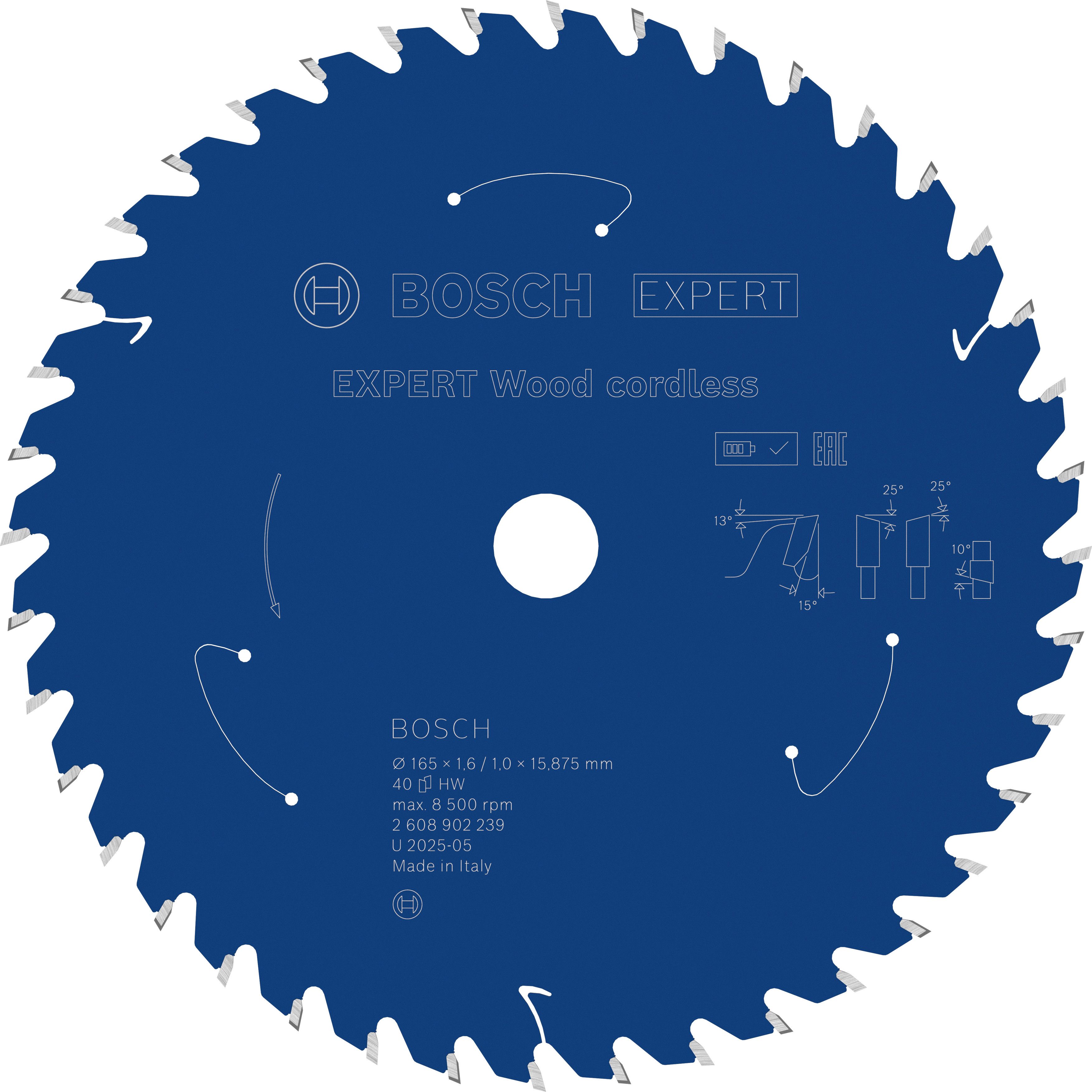 Bosch Accessoires EXPERT Wood cordless Cirkelzaagblad | 165 x 1,6/1 x 15,875 mm | T40 - 2608902239