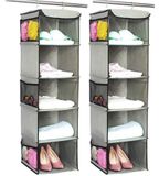 Fouet set van 2 - Ophangbare organizer met 5 vakken - Kledingkast - Flexibele opbergmogelijkheden - 30 x 30 x 108 cm - Hoogwaardig materiaal