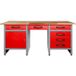 Ondis24 Banc de travail 160 cm rouge avec 6 tiroirs et porte verrouillable pour atelier, plan de travail en bois