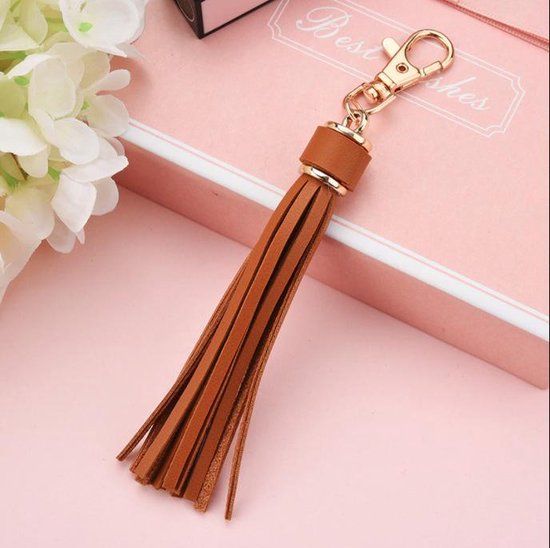 Leren Sleutelhanger met Kwastje - Lichtbruin - Unisex