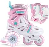 Cariboo Ballerina - Kinderrolschaatsen Set - Glitter Roze Beschermers - LED Wielen - Verstelbare Maat (31-34)