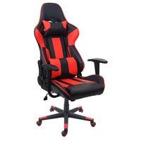 HWC-F84 Bureaustoel, Gamestoel, Directiedraaistoel, Kunstleer - Zwart/Rood