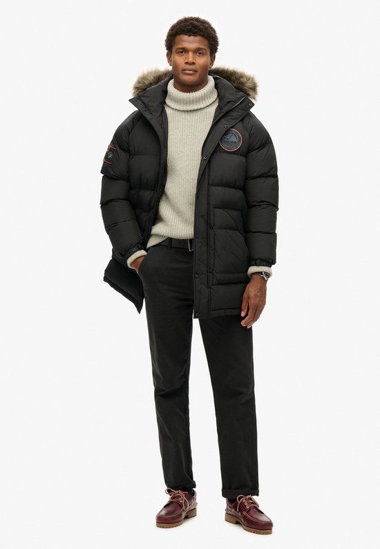 Superdry - Lange gewatteerde Everest parka - Heren - Zwart - XL