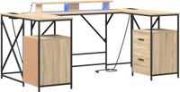 vidaXL Bureau Sonoma Eik Bewerkt Hout 182 x 101 x 87,5 cm