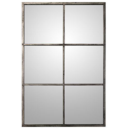 DRW Raamspiegel, ijzer, zwart en grijs, 80 x 120 x 2 cm