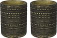 Countryfield Luxe theelichthouder - 2x - Aurora - glas - zwart/goud - D7 x H8 cm