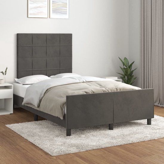 vidaXL Bedframe zonder matras 120x200 cm fluweel donkergrijs