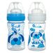 Neobaby Babyfles van polypropyleen, breed, met zuignap van siliconen, 150 ml, blauw, Lenzenstroom, 0 maanden +