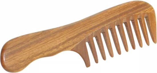 Grove Kam Groen Sandelhout - Kam Hout - krullen kam - Haarkam - Curly hair - Natuurlijke kam - Natural comb - Wide Comb - Anti Statisch - Kam voor Nat Haar - Krullend Haar Producten - Curly Girl
