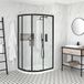 Hudson Reed Nox Porte de douche quart de cercle incurvé - Noir – Design Moderne - 120 x 80 cm