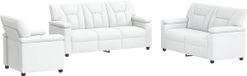vidaXL Canapé 3 pièces Blanc Similicuir