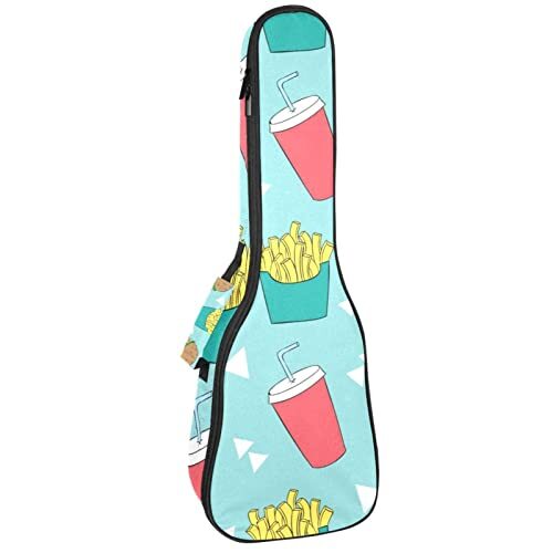 Mersov Tenor Ukulele Gigbag Waterdichte Ukelele Case Gewatteerde Rugzak, Geweldig voor Sopraan Concert (21/23/24") Blauw Voedsel Patroon