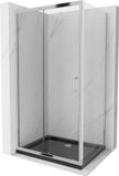 Mexen Apia cabine de douche coulissante 120 x 80 cm, transparent, chrome + receveur de douche plat, noir