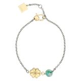 THUN - Armband met klaverblad en parel - metaal, glas en hars - collectie voor jou gewijd - 16 + 3 cm