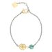 THUN - Armband met klaverblad en parel - metaal, glas en hars - collectie voor jou gewijd - 16 + 3 cm
