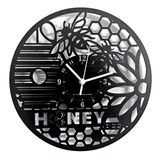 Instant Karma Clocks Wandklok Honey Bee Api honing bijenhoningraat Alveare cadeau-idee, HDF, zwart