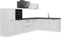 Vicco Hoekkeuken R-Line, Wit landelijk/Wit, 347 x cm antraciet werkblad