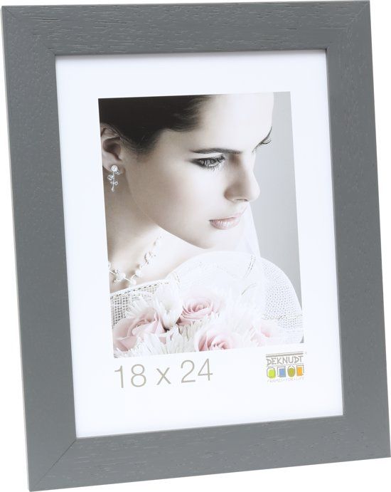 Deknudt Frames Basic breed grijs hout fotomaat 15x20 cm