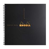 Rhodia 119960C - Spiraalschrift (Integrale Binding) Reverse Book Zwart - 21 x 21 cm - Kleine Ruitjes - 160 Afscheurbare pagina's - Clairefontaine Papier 90 g/m² - Polypro Omslag - Rhodiactive