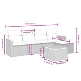 vidaXL 5-delige Loungeset met Kussens, Poly Rattan, Beige